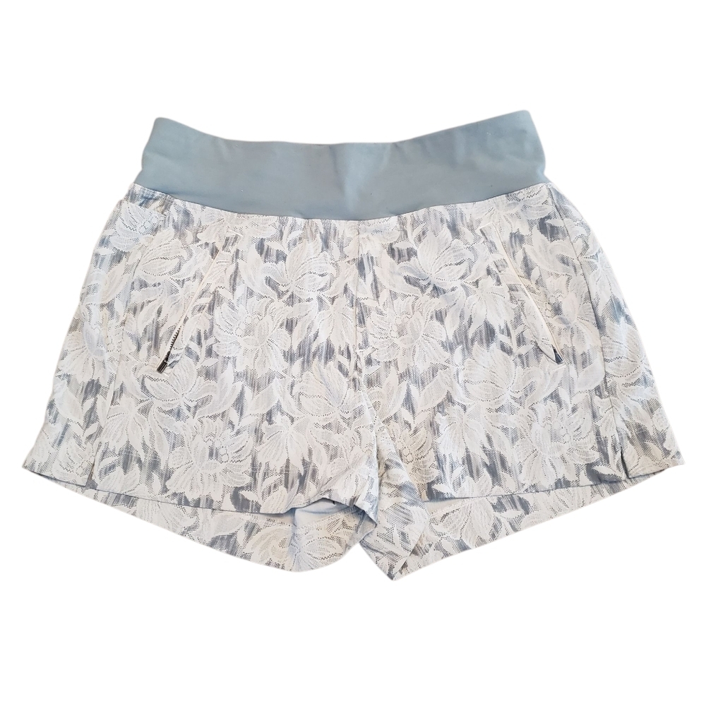 Athleta White Ethereal Bloom‎ Printed Trekkie North Workout Shorts Size 4